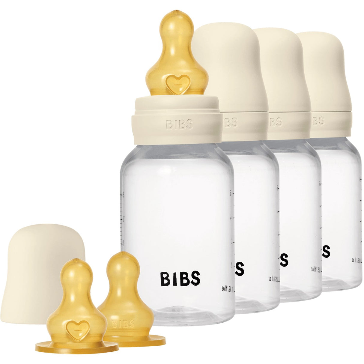 Bibs Ivory Baby Flaske Round Latex 4-Pak