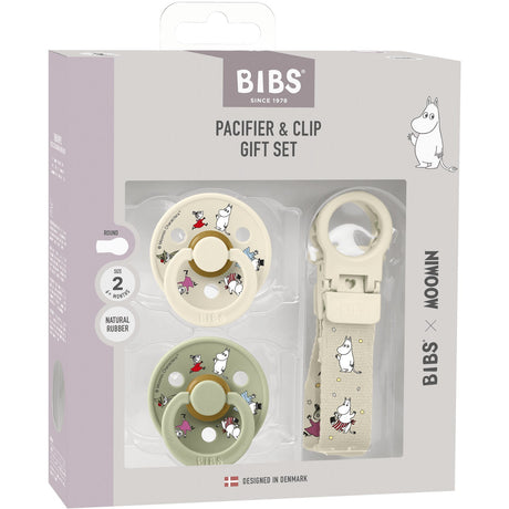 Bibs X Moomin Ivory/sage Colour Sut & Loop Clip Gavesæt Latex
