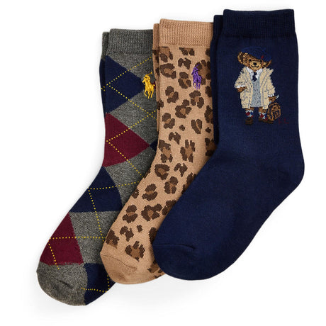 Polo Ralph Lauren Navy/Grey Heather/Tan Girl Crew Strømpe 3-Pak