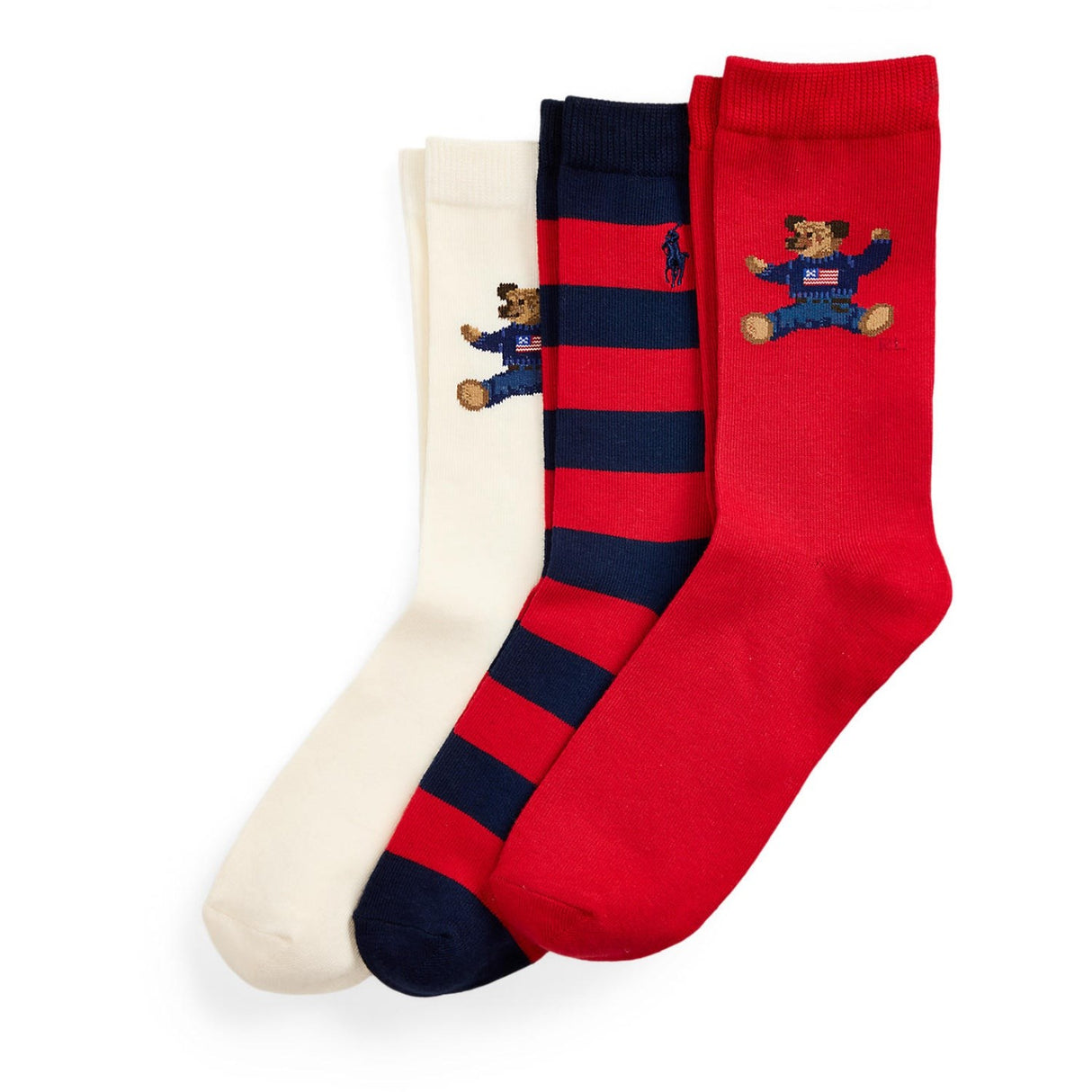 Polo Ralph Lauren Ivory/Navy/Navy Girl Crew Strømpe 3-Pak