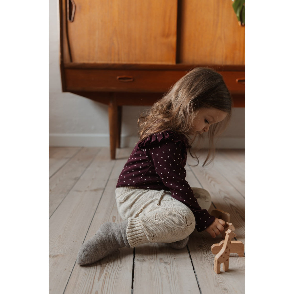 Petit Piao Dark Grape/White Body L/S Flæse Modal Heart