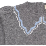 COPENHAGEN COLORS Dk Grey/Blue Comb. Cashmere Bluse W. Krave Deco