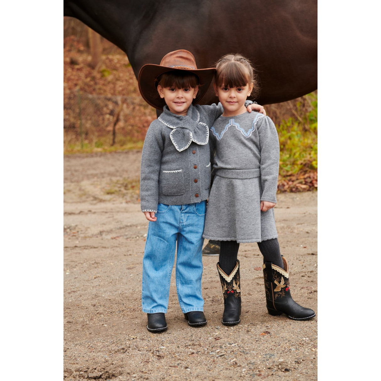 COPENHAGEN COLORS Dk Grey/Blue Comb. Cashmere Bluse W. Krave Deco