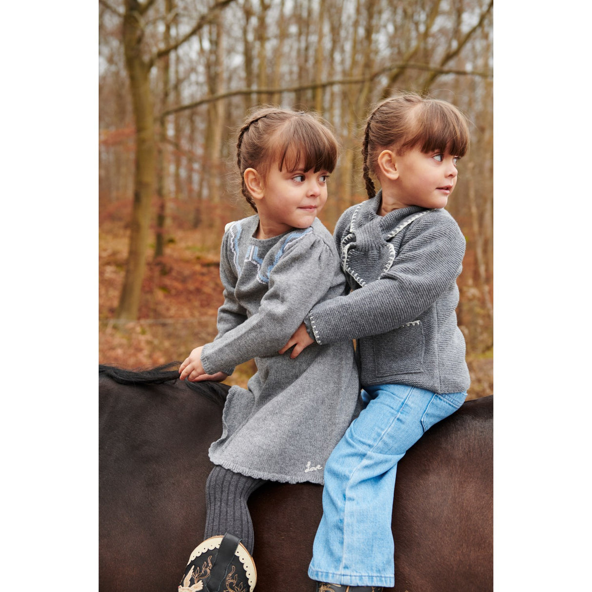 COPENHAGEN COLORS Dk Grey/Blue Comb. Cashmere Bluse W. Krave Deco