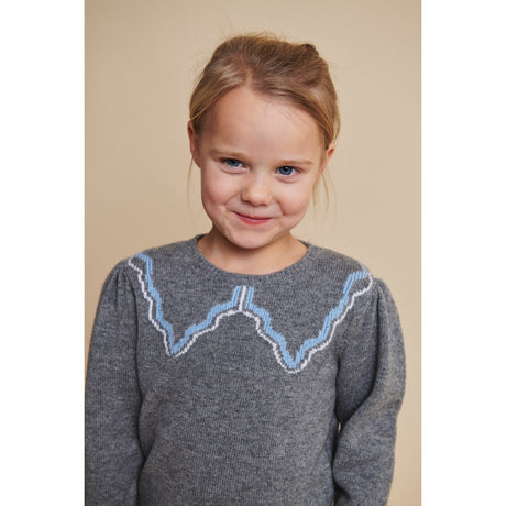 COPENHAGEN COLORS Dk Grey/Blue Comb. Cashmere Bluse W. Krave Deco