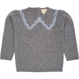 COPENHAGEN COLORS Dk Grey/Blue Comb. Cashmere Bluse W. Krave Deco