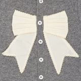 COPENHAGEN COLORS Dk Grey Mel./Cream Comb. Cashmere Cardigan W. Poplin Sløjfe