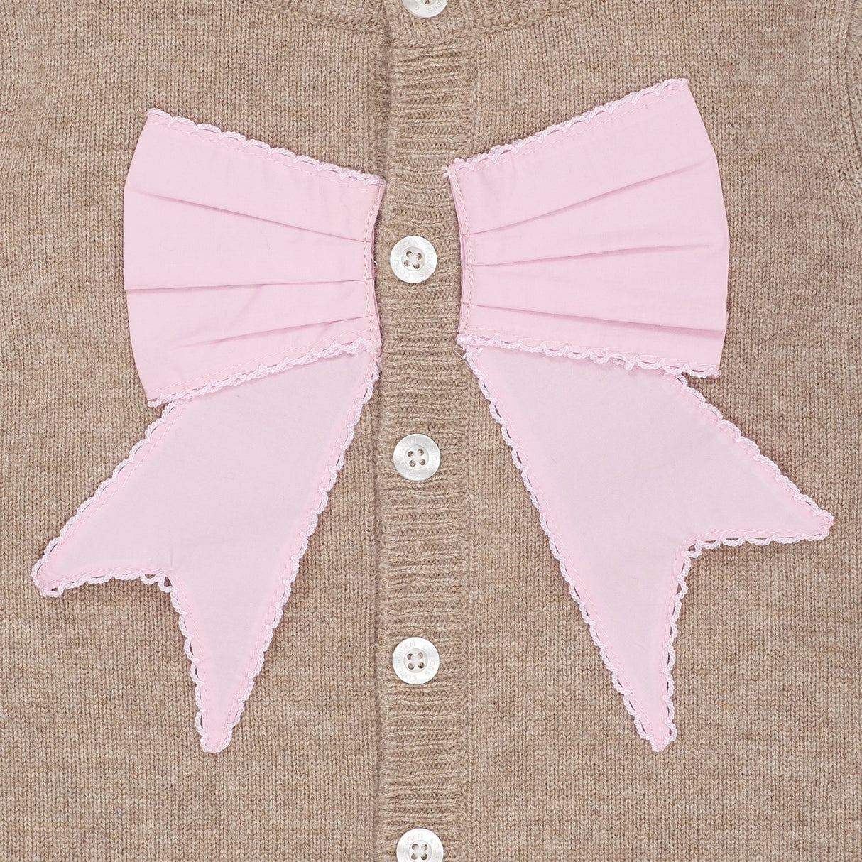 COPENHAGEN COLORS Sand/Lavender Comb. Cashmere Cardigan W. Poplin Sløjfe