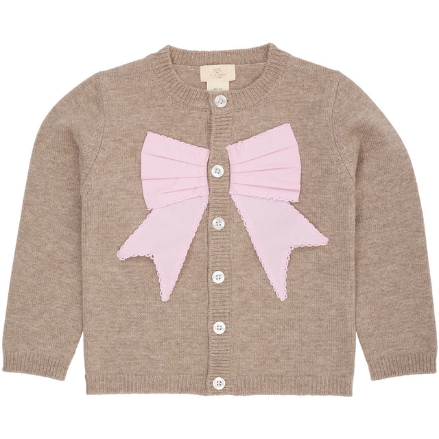 COPENHAGEN COLORS Sand/Lavender Comb. Cashmere Cardigan W. Poplin Sløjfe