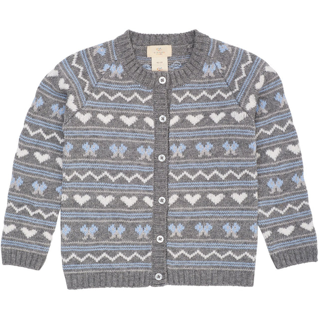 COPENHAGEN COLORS Dk Grey Comb Cashmere Pattern Cardigan