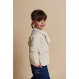 COPENHAGEN COLORS Cream/Lavender Comb Lambswool Cardigan W. Krave