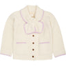 COPENHAGEN COLORS Cream/Lavender Comb Lambswool Cardigan W. Krave