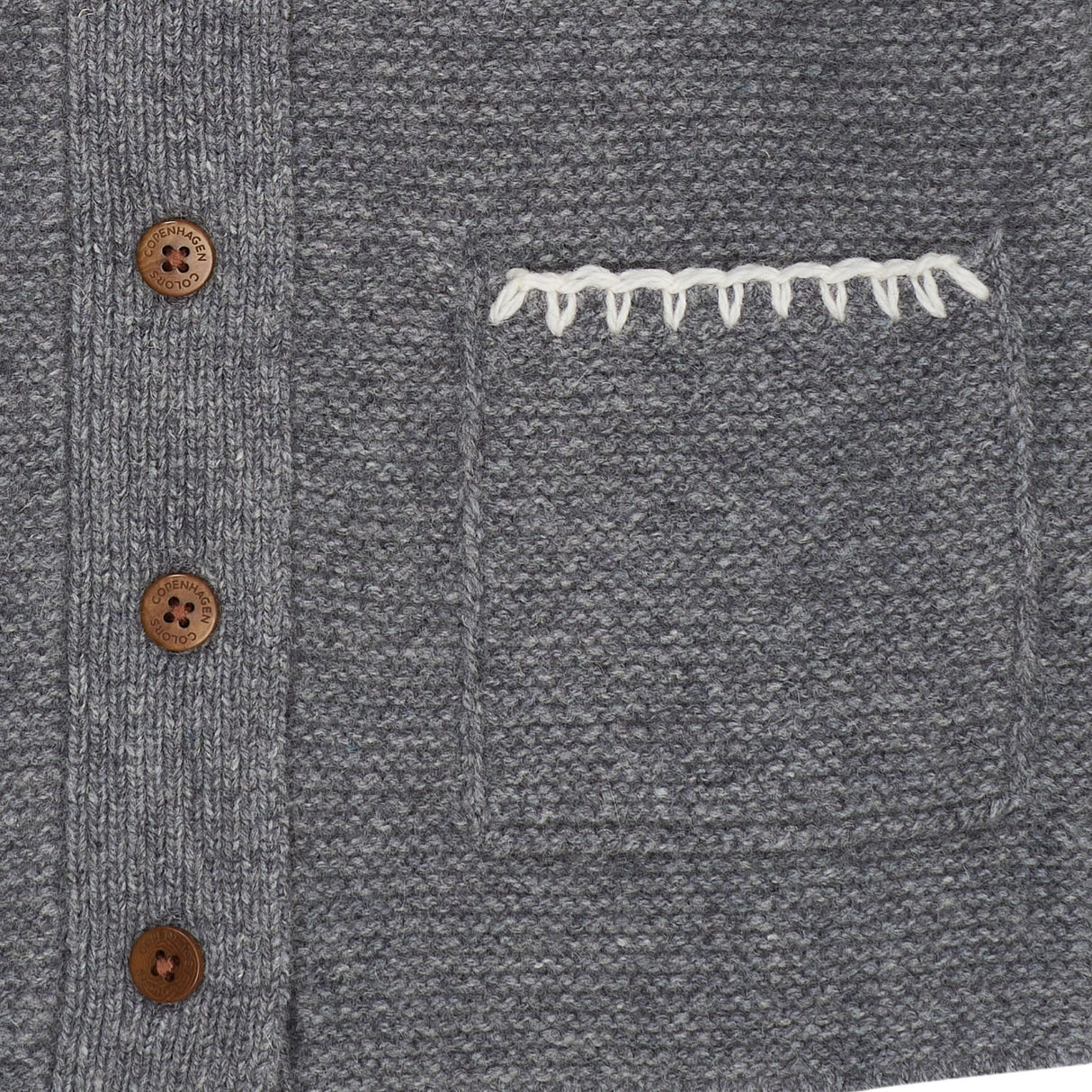 COPENHAGEN COLORS Dk Grey/Cream Comb. Lambswool Cardigan W. Krave