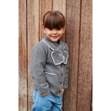 COPENHAGEN COLORS Dk Grey/Cream Comb. Lambswool Cardigan W. Krave