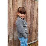 COPENHAGEN COLORS Dk Grey/Cream Comb. Lambswool Cardigan W. Krave