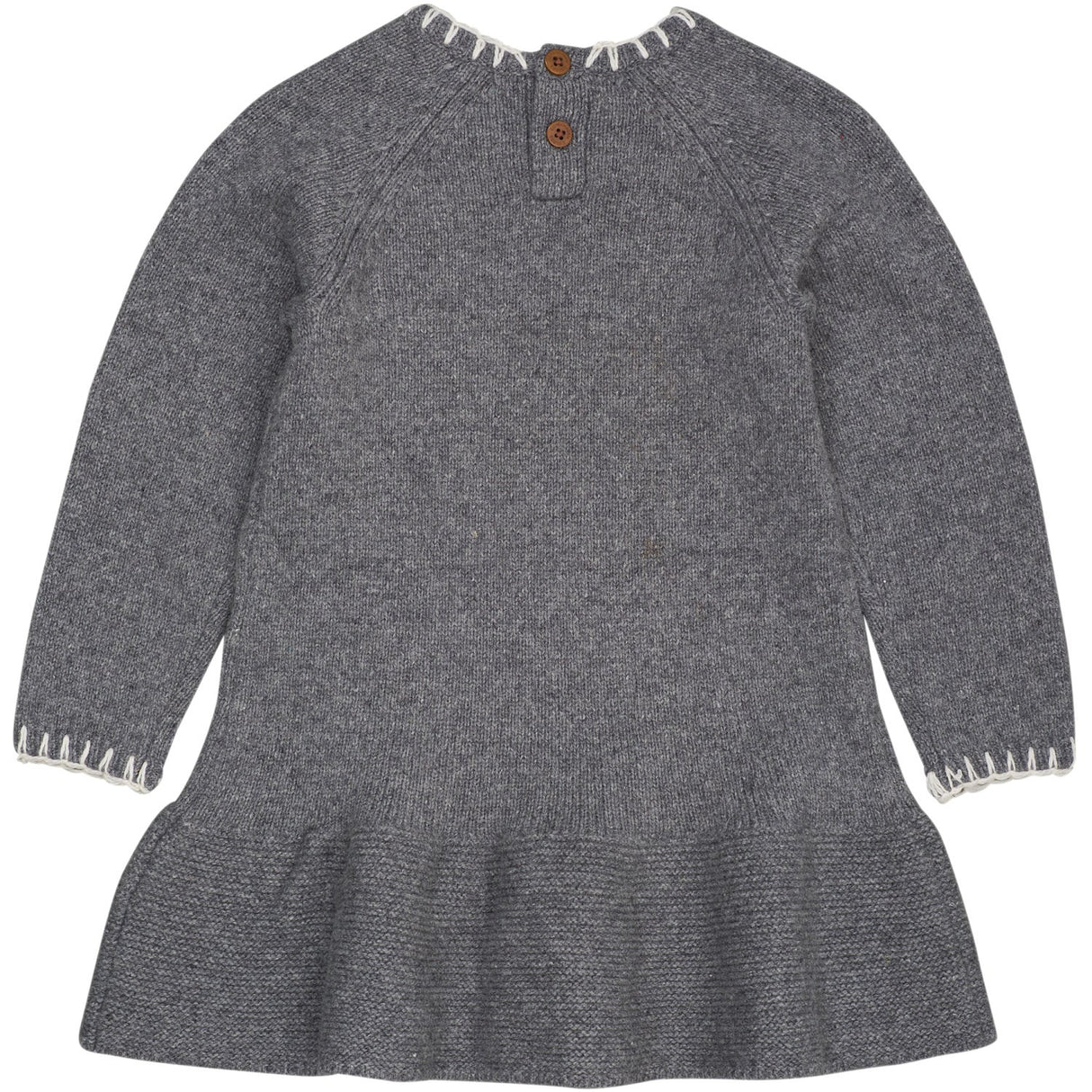 COPENHAGEN COLORS Dk Grey/Cream Comb. Lambswool Kjole W. Sløjfe