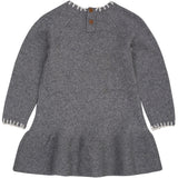COPENHAGEN COLORS Dk Grey/Cream Comb. Lambswool Kjole W. Sløjfe