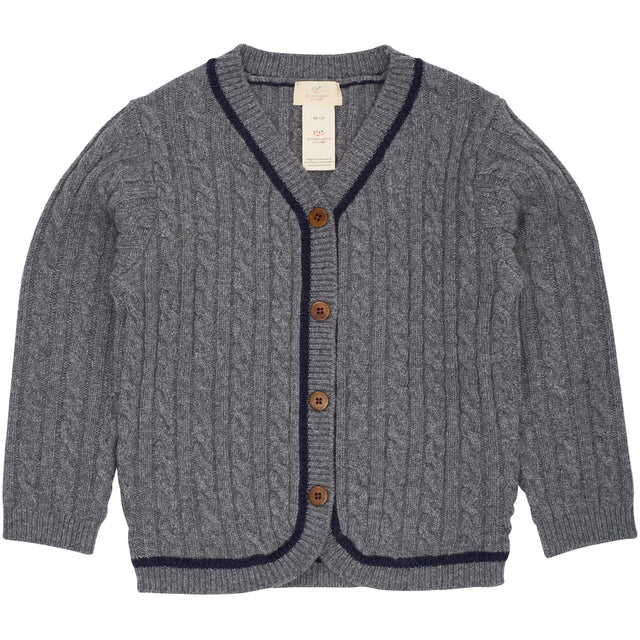 COPENHAGEN COLORS Dk Grey/Navy Comb. Lambswool Grandad Cardigan