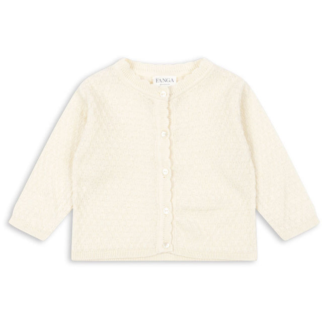 Konges Sløjd Fanga Fontana Antique White Venti Pointelle Cardigan GOTS