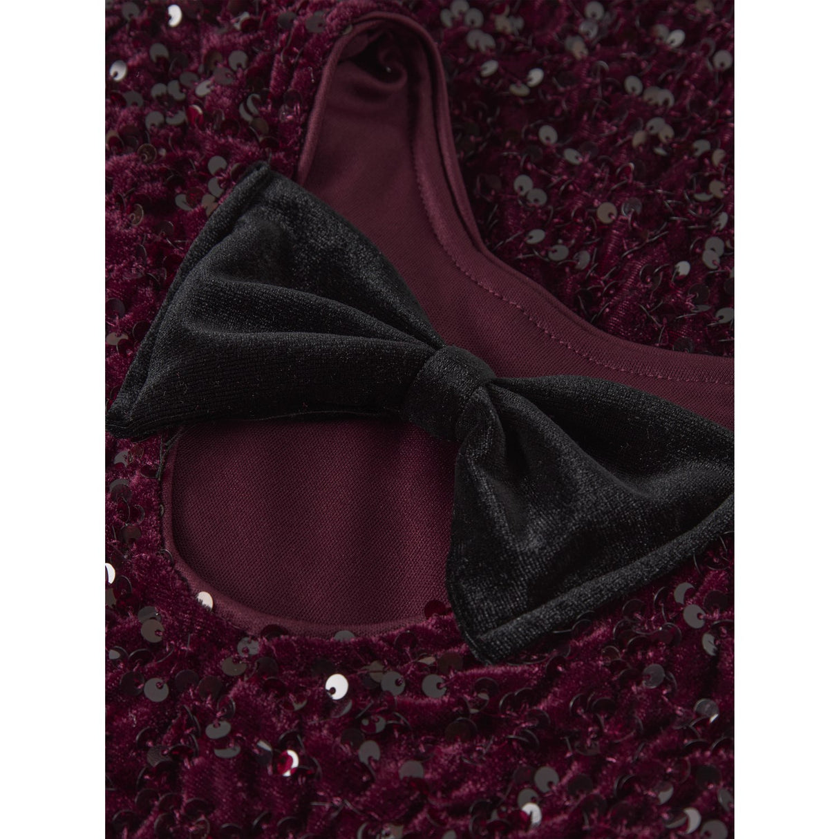 Name It Burgundy Black Bow Nkfrusitta Ls Kjole