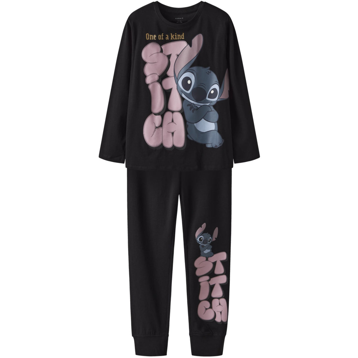 Name It Black Nkfolina Stitch Ls Natsæt Wdi