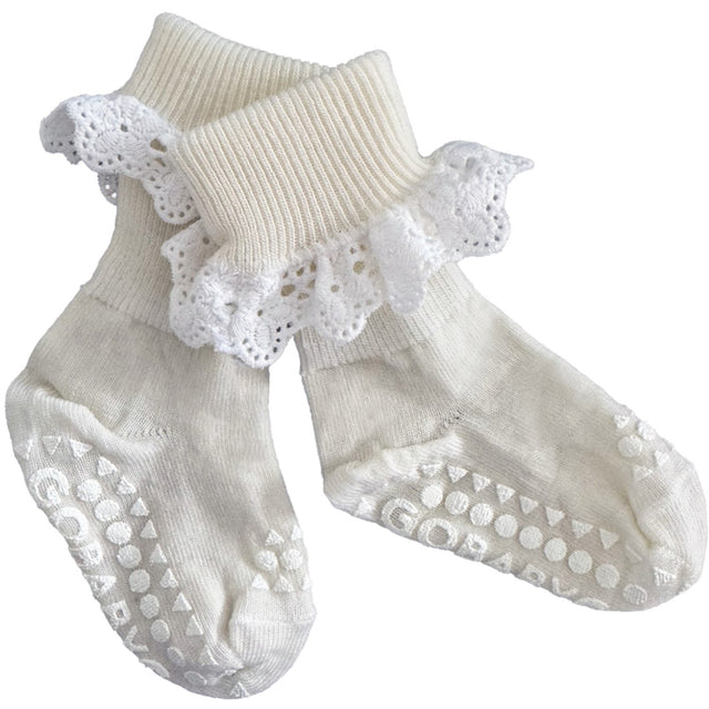 Gobabygo Snowflake Non-Slip Strømper i Merino Uld Lace