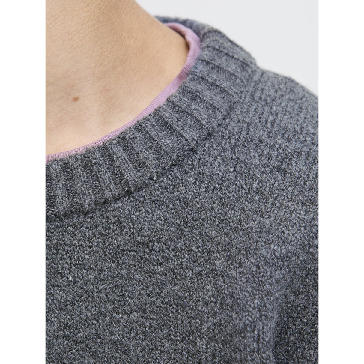 Jack & Jones Junior Dark Grey Melange Jornorrebro Strik Crew Neck Ln Jnr