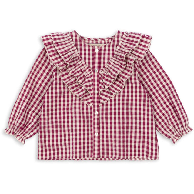 Konges Sløjd Sangria/Butter Check Kim Flæse Bluse GOTS