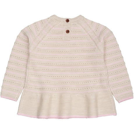 COPENHAGEN COLORS Pale Cream Mel./Bubblegum Comb Merino Hole Pattern Bluse W. Flæse