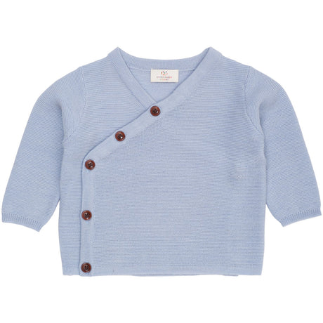 COPENHAGEN COLORS Dusty Blue Merino Baby Cross-Over Cardigan In Garter Stitch