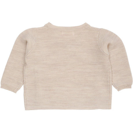 COPENHAGEN COLORS Pale Cream Mel Merino Baby Cross-Over Cardigan In Garter Stitch
