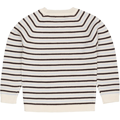 COPENHAGEN COLORS Cream/Dk.Brown/Dusty Blue Combi Merino Classic Rib Bluse