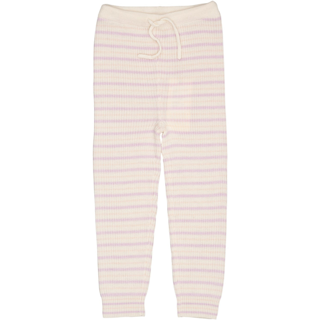 COPENHAGEN COLORS Cream/Lavender/Dusty Rose Combi Merino Classic Rib Leggings W. Drawstrings