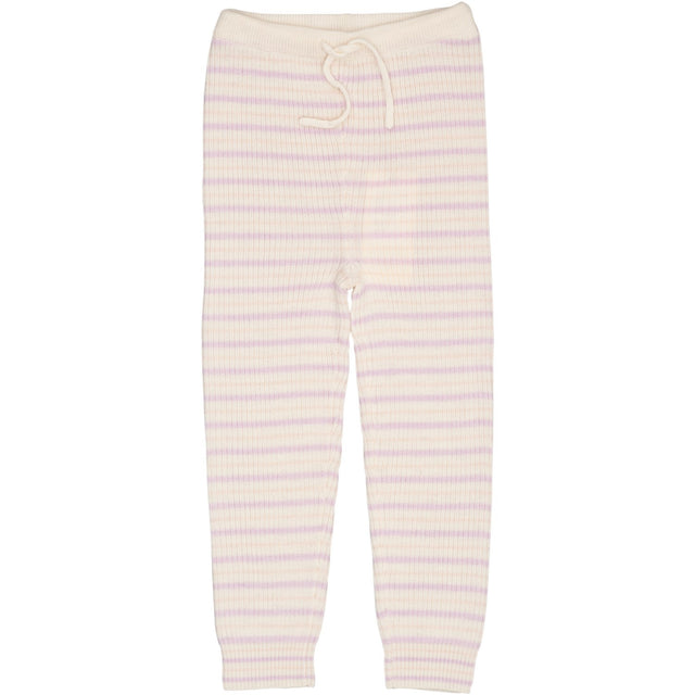 COPENHAGEN COLORS Cream/Lavender/Dusty Rose Combi Merino Classic Rib Leggings W. Drawstrings