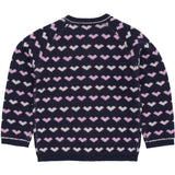 COPENHAGEN COLORS Navy/Bubblegum Comb Merino Heart Cardigan