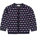 COPENHAGEN COLORS Navy/Bubblegum Comb Merino Heart Cardigan