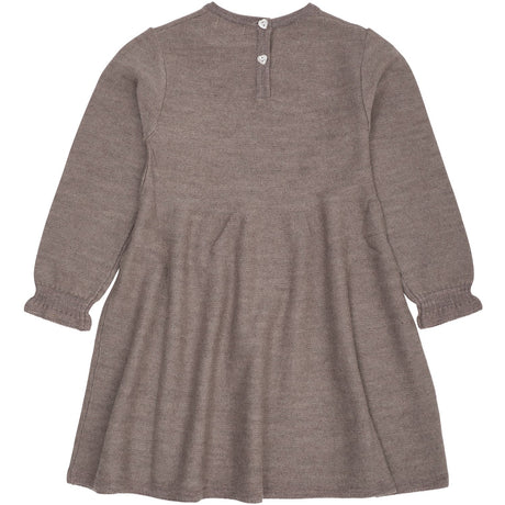 COPENHAGEN COLORS Natural Mel. W. Dusty Blue Heart Merino Ls Cable Kjole W. Hearts