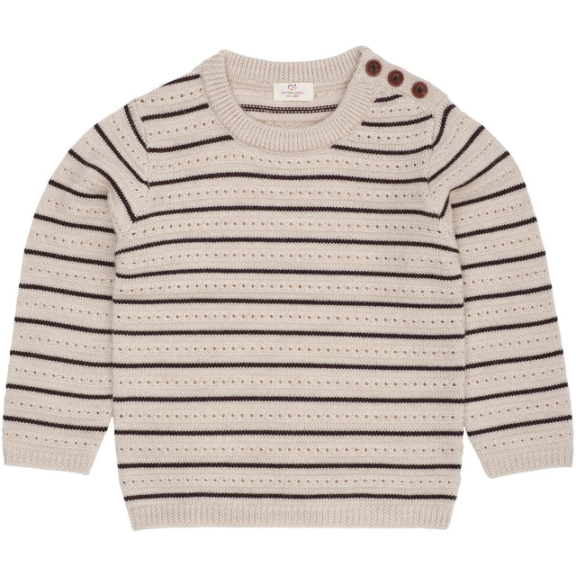 COPENHAGEN COLORS Pale Cream Mel./Dk Brown Comb Merino Pattern Sweater