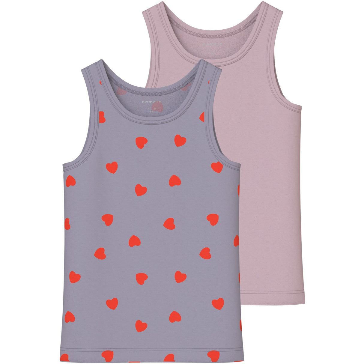 Name It Lavender Gray Nmftank Top 2P Lavender Hearts Noos