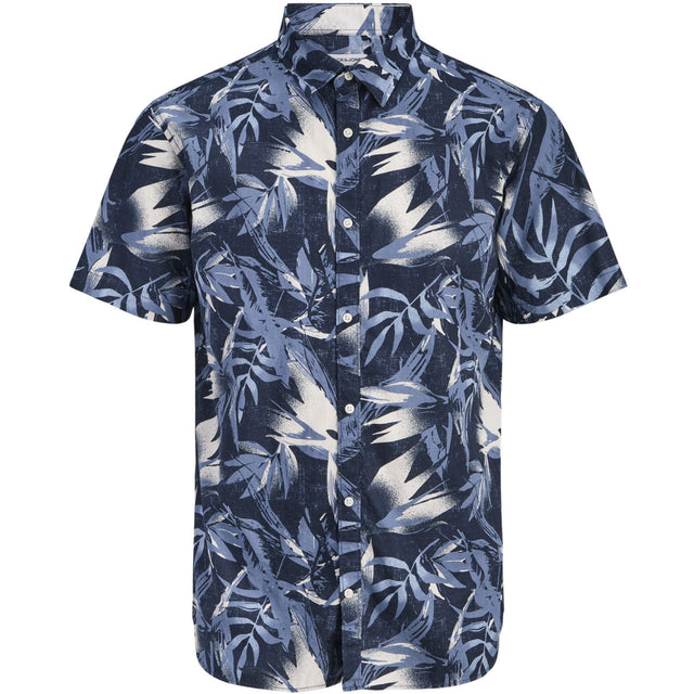 Jack & Jones Junior Navy Blazer Jjhonolulu Aop Skjorte Ss Jnr