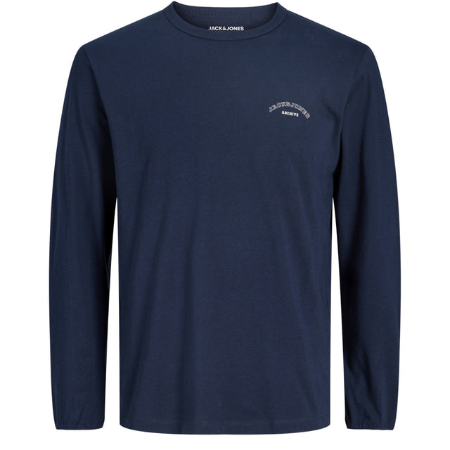 Jack & Jones Junior Navy Blazer Jjcollege Logo Tee Ls Crew Neck Jnr