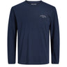Jack & Jones Junior Navy Blazer Jjcollege Logo Tee Ls Crew Neck Jnr