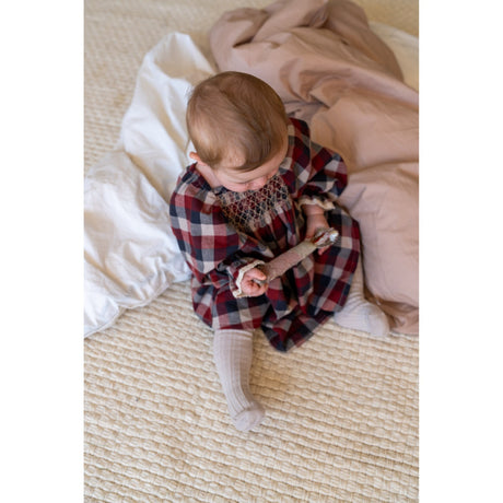 Wheat Red Blue Check Kjole L/S Lace Bella