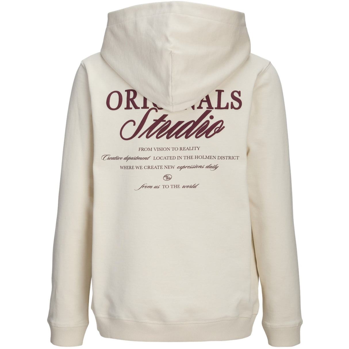 Jack & Jones Junior Antique White Jornorrebro Typo Back Sweat Hætte Sn Jnr