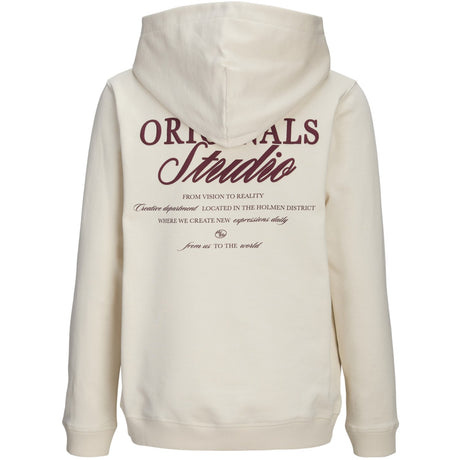 Jack & Jones Junior Antique White Jornorrebro Typo Back Sweat Hætte Sn Jnr