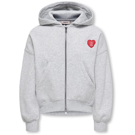 kids ONLY Light Grey Melange Kogevisa L/S Zip Hætte Ovs Swt