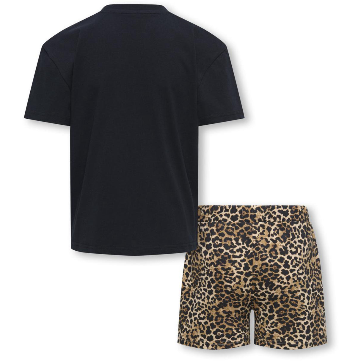 kids ONLY Black Tee Solid/Shorts AOP Leo Kogrila Nightwear AOP Top/Shorts Sæt Jrs