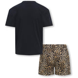 kids ONLY Black Tee Solid/Shorts AOP Leo Kogrila Nightwear AOP Top/Shorts Sæt Jrs