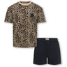 kids ONLY Black Tee AOP Leo/Shorts Solid Kogrila Nightwear AOP Top/Shorts Sæt Jrs
