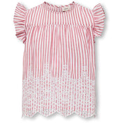 kids ONLY Barbados Cherry Cloud Dancer Kogbondi Life S/L Emb Flæse Top Wvn